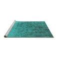 thumbnail image 2 of Ahgly Company Machine Washable Indoor Round Oriental Turquoise Blue Industrial Area Rugs, 5' Round, 2 of 4