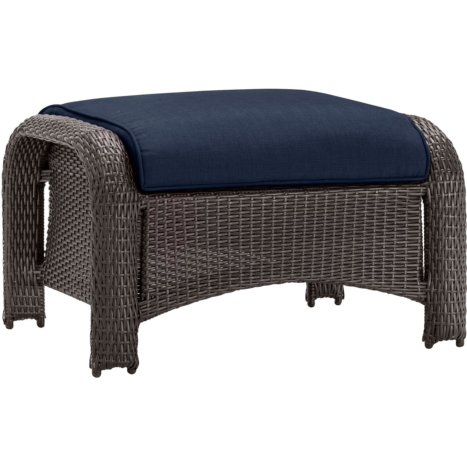 Hanover Strathmere 6-Piece Steel Outdoor Patio Deep Seating Set with Brown Wicker, Navy Blue Cushions, 4 Pillows and Glass Top Rectangular Coffee Table, STRATHMERE6PCNVY - image 5 of 18