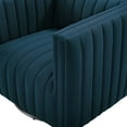 thumbnail image 3 of Tufted Armchair Accent Chair, Fabric, Navy Blue, Modern Contemporary Urban Design, Living Lounge Room Hotel Lobby Hospitality, 3 of 10