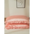 thumbnail image 4 of MOVE OVER Pink Ruffle Pillowcases Queen, Silky Satin Girls Pillow Cover Set of 2, Luxury Satin Ruffle Pattern, 2 Pack, 4 of 8