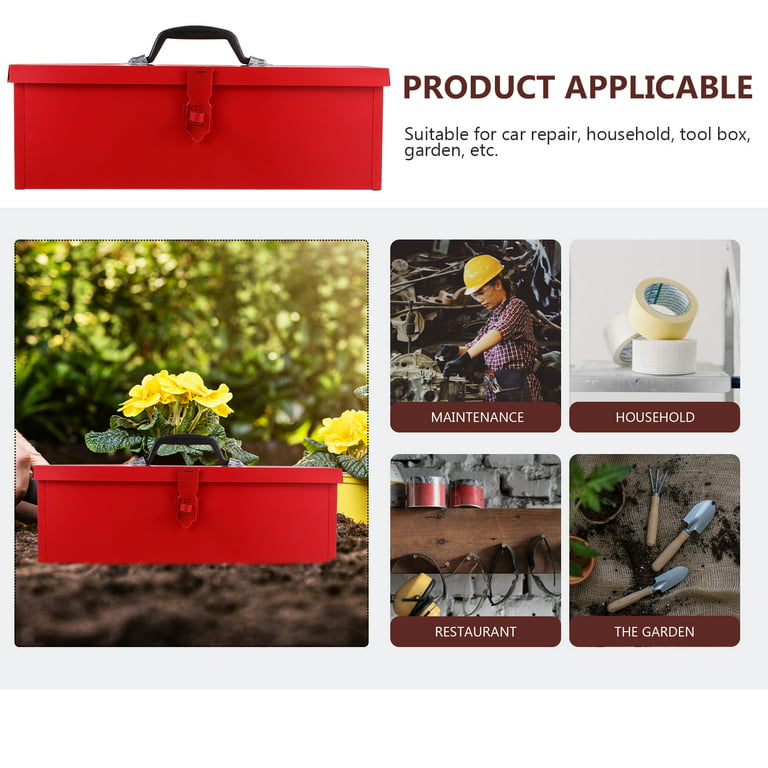 1Pc Iron Sheet Tool Box Household Tool Storage Case Red Portable
