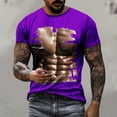 thumbnail image 2 of ZCFZJW Summer T-Shirts for Men Big and Tall 3D Fake Muscle Pattern Graphic Short Sleeve Crew Neck Workout T Shirt Loose Fit Soft Cotton Pullover Tops Purple XXXL, 2 of 6