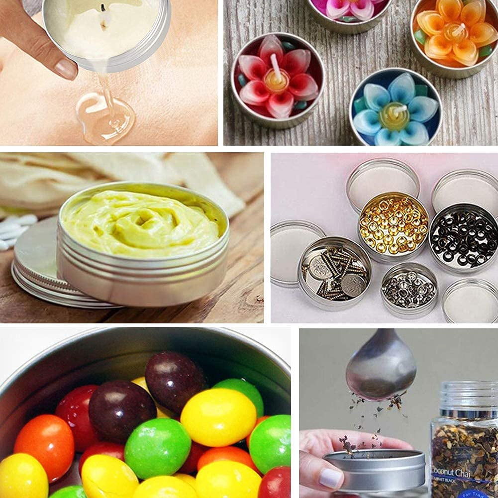 1.7oz Metal Tins 20 Pack Deep Solid Slip Top Round Tin Containers with Lids Metal Storage Tin Jars for Cosmetics Party Favors and Gifts Light Gold