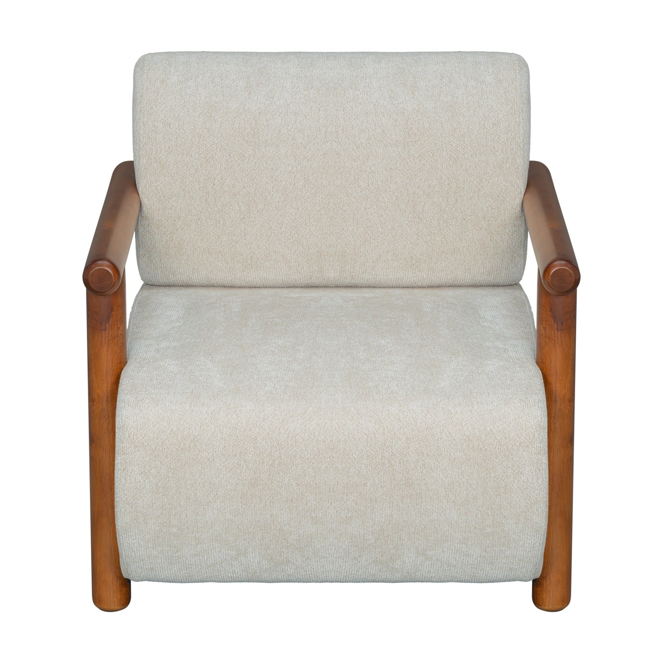 Christopher Knight Home Modern Accent Lounge Chair, Chenille Upholstery with Solid Wood Arms, Almond, Set of 2