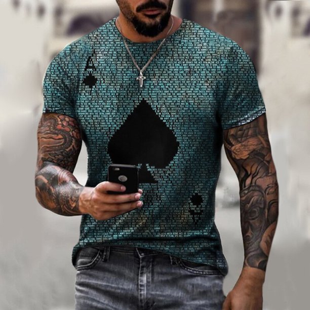Camiseta de verano 2021 para hombre, camiseta de cuello redondo de estilo callejero para hombre, camiseta de manga corta con estampado de póker a la moda, camiseta con estampado de rayas de cebra Tan Jianjun unisex