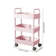 thumbnail image 3 of 3-Tier Rolling Cart with Wheels, Multifunction Mobile Shelving Unit, Kitchen Storage Organizer, for Bathroom, Laundry, Pink, 3 of 6