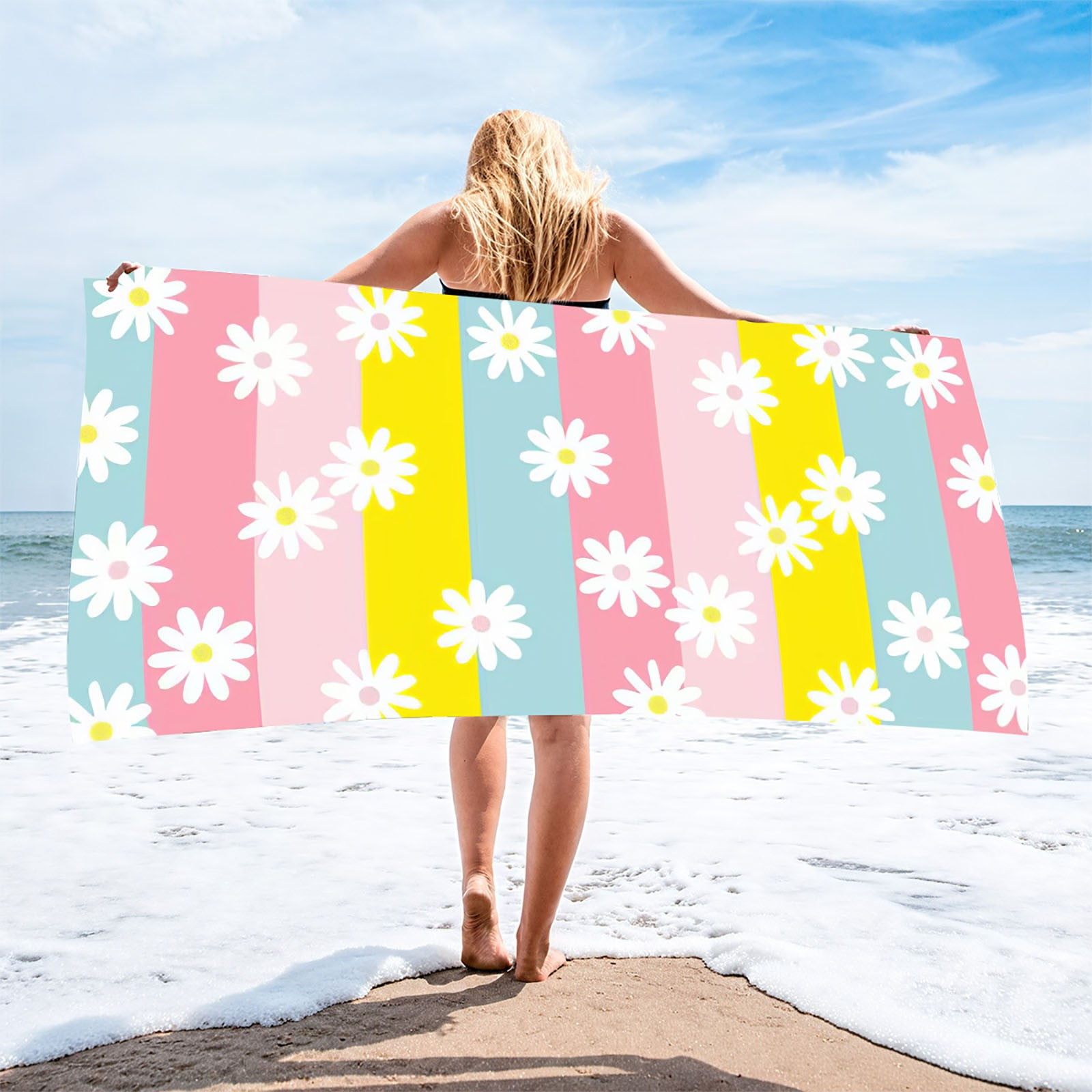 RKSTN Serviette de Plage Enveloppante Nouvelle Serviette de Plage en Microfibre Serviette Imprimée Plage Natation Vacances Serviette Absorbante