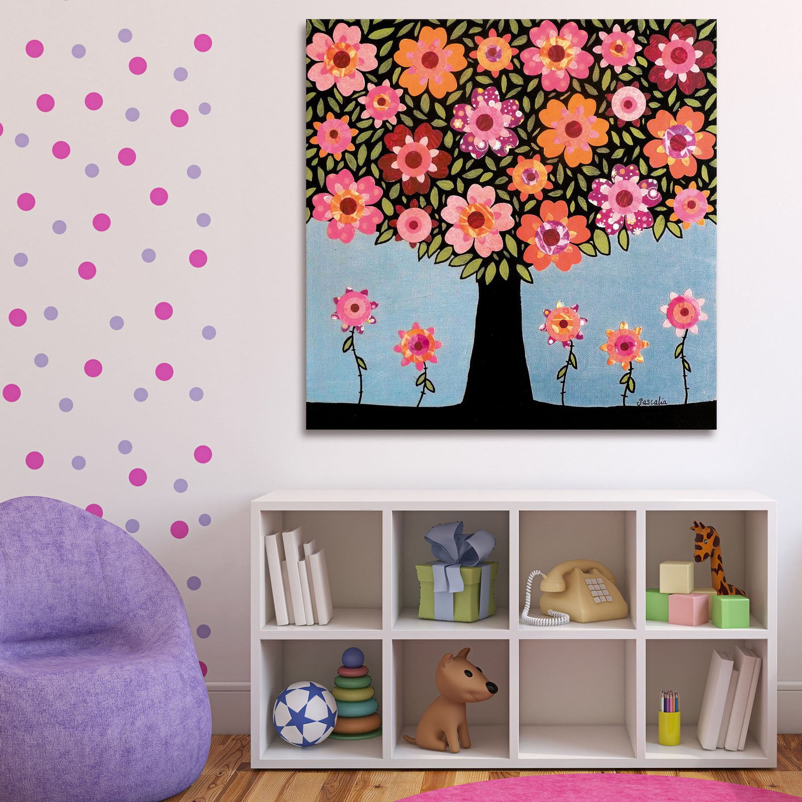Marmont Hill "Flowering Tree" by Sascalia Painting Print on Wrapped Canvas