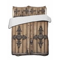 thumbnail image 2 of Farmhouse Brown Queen Size Down Alternative Comforter,Lightweight Comforter Quilt Bedding Set with Pillow Shams Rustic Wooden Historical Barn Door Plank All Seasons Bed Comforter Duvet Insert 90"x96", 2 of 7