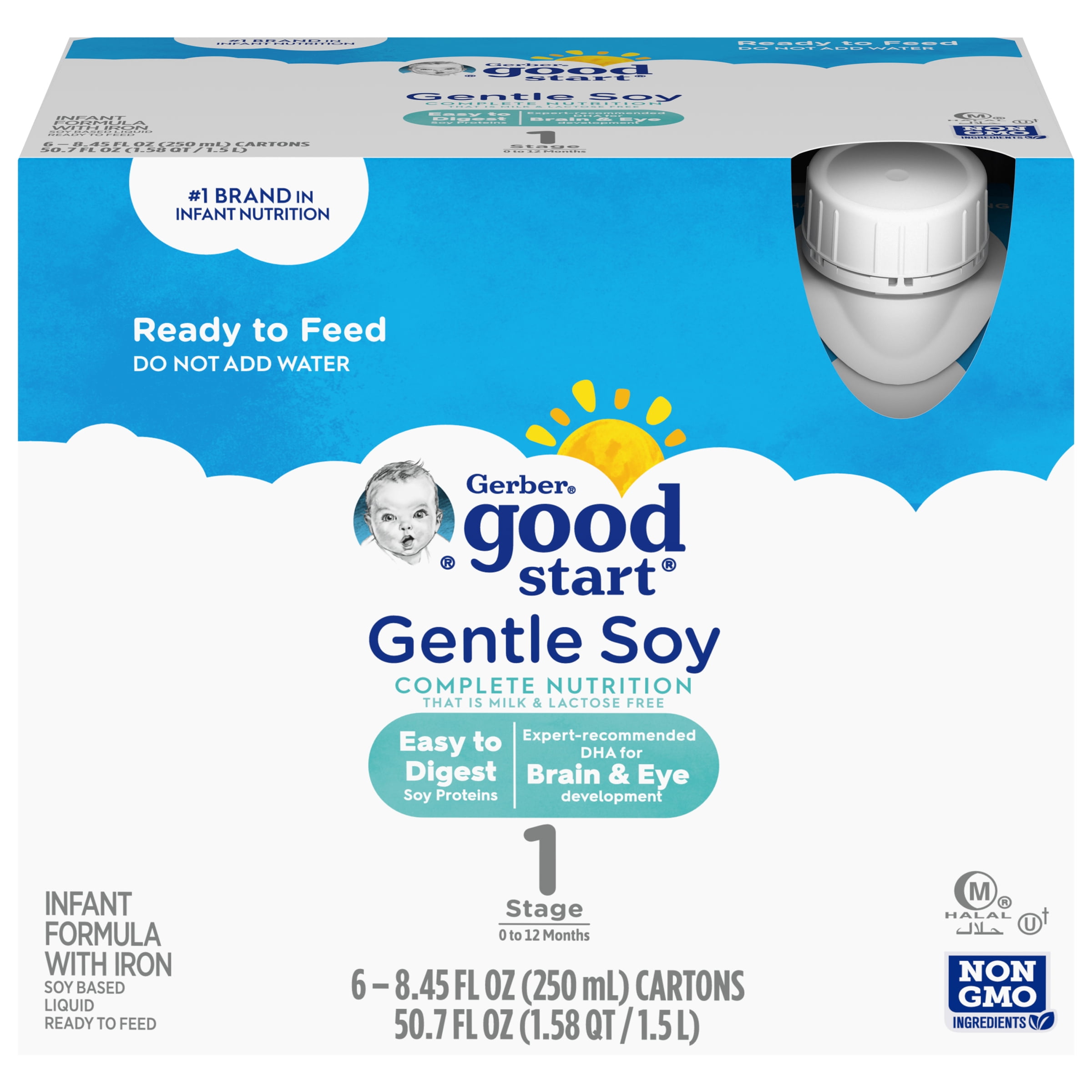 Gerber Good Start Soy Ready to Feed Baby Formula, 8.45 fl oz Bottle (6