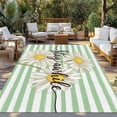thumbnail image 2 of Daisy Flower Outdoor Rug for Patio/Deck/Porch, Non-Slip Large Area Rug 6 x 9 Ft, Watercolor Farmhouse Country Floral Stripe Indoor Outdoor Rugs Washable Area Rugs, Camping Rug Carpet Runner, 2 of 8