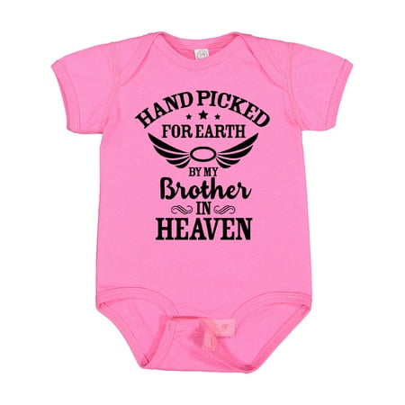 

Inktastic Handpicked for Earth by My Brother in Heaven Angel Wings Gift Baby Boy or Baby Girl Bodysuit