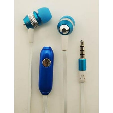 Super Bass Noise-Isolation Stereo Earbuds/ Earphones for Alcatel ONYX, 1x (2019), 5v, 7, Tetra (Blue) - w/ Mic + MND