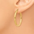 thumbnail image 3 of Real 14kt Yellow Gold Polished 3mm Tube Hoop Earrings; for Adults and Teens; for Women and Men, 3 of 4