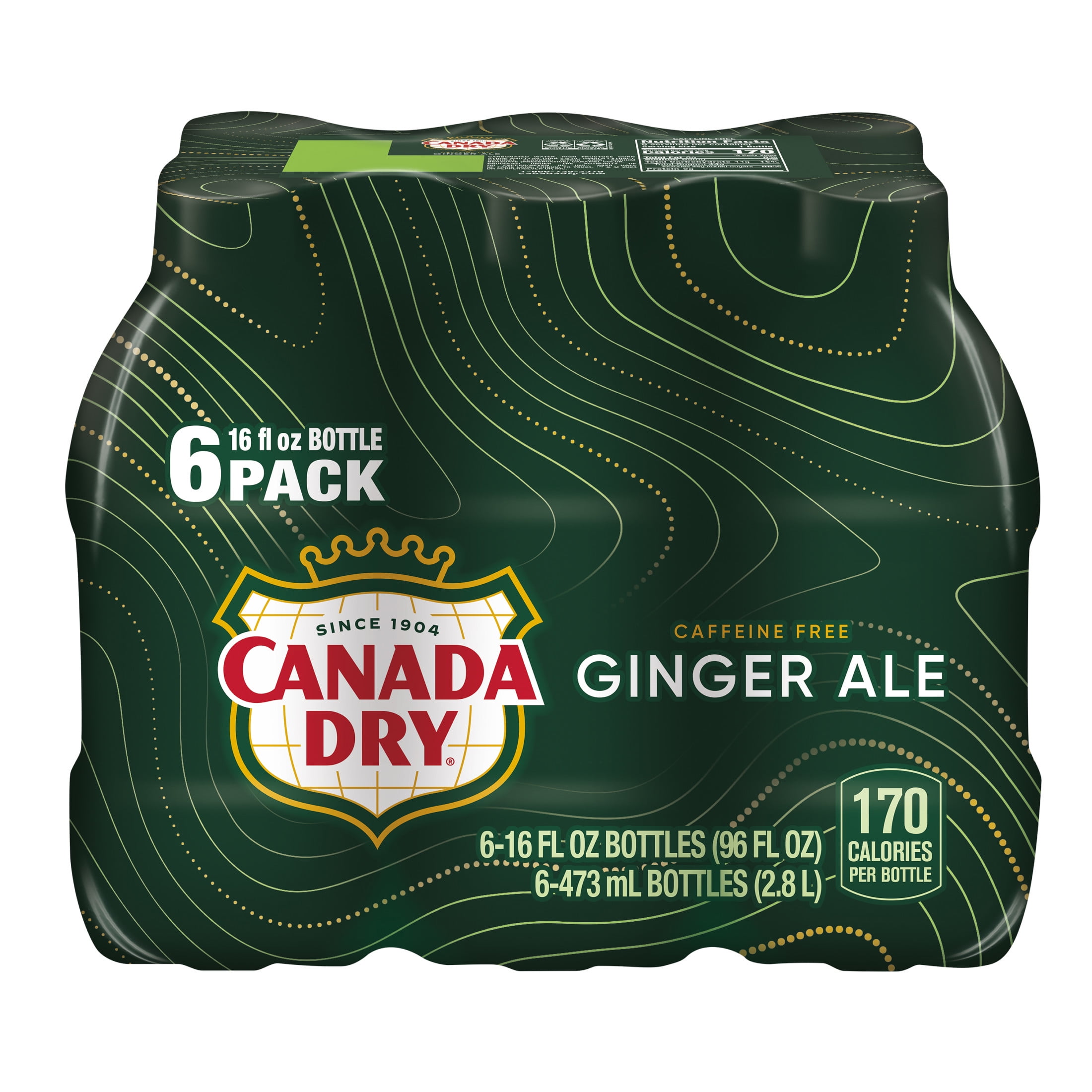 (4 pack) Canada Dry Caffeine Free Ginger Ale Soda Pop, 16 fl oz, 6 Pack Bottles