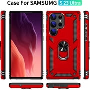 S23 Ultra Cases Galaxy S 23 Ultra Case with Kickstand Shockproof Case,TPU Durable Rugged Bumper Textured Matte Hybrid Design for Samsung S23 Ultra-Blue