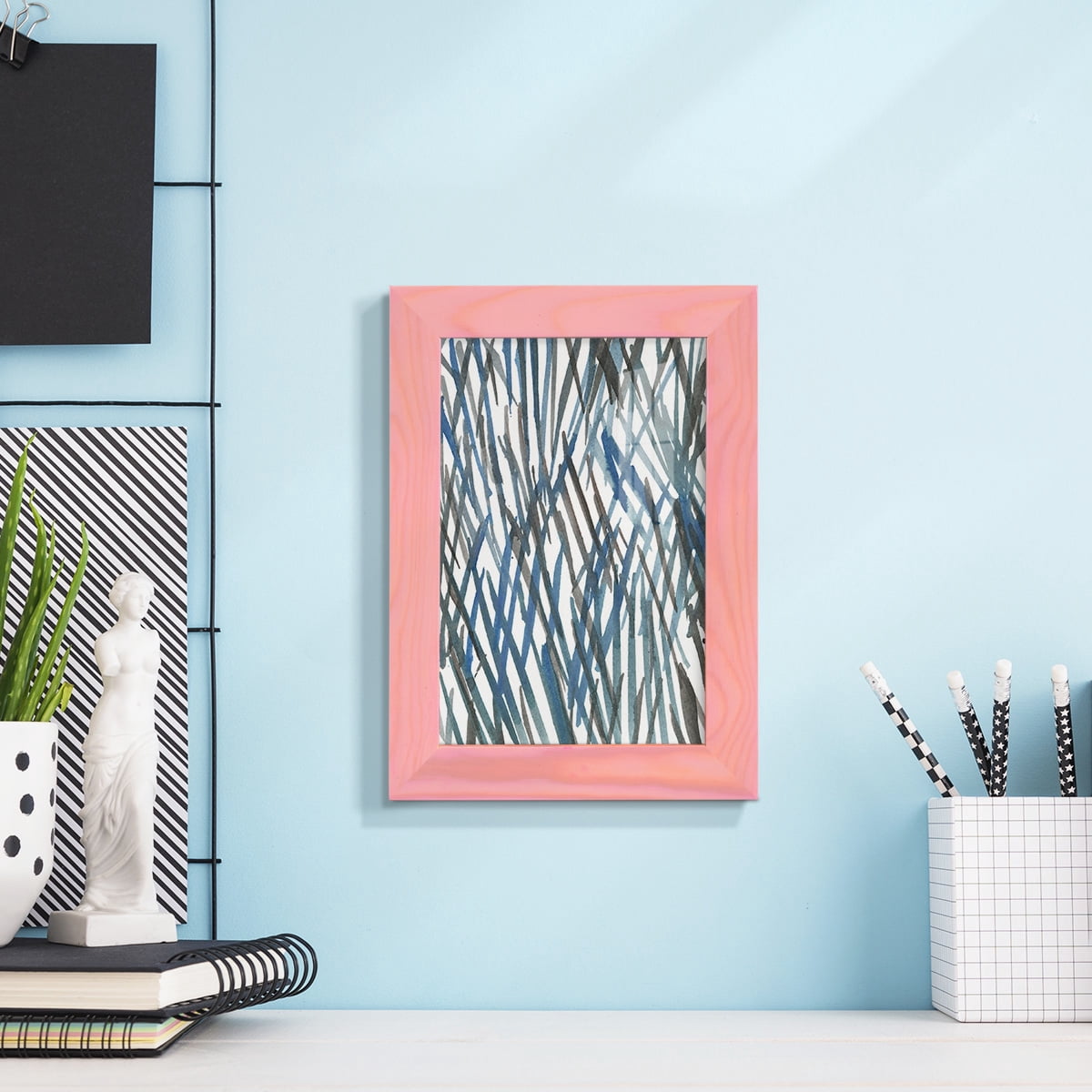 Blue Grass II - Framed Print w/glass - Sunset Pink