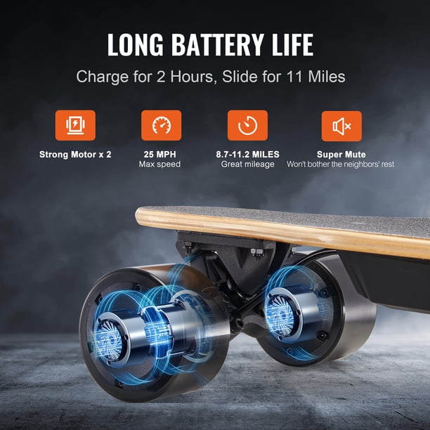 Skateboard Électrique Avec Télécommande – 22 Km/h, Autonomie 8 Km, 4 Vitesses, Pour Débutants Et Adultes