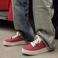 thumbnail image 3 of Men's Vibrant Red Canvas Platform Sneakers, Casual Minimalist Shoes, 3 of 10