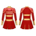 thumbnail image 5 of renvena Kids Girls Cheerleading Sequins Long Sleeve Cheer Leader Dress School Uniform Stage Performance Red 10, 5 of 7