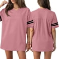 thumbnail image 2 of Fitness Football Jerseys for Unisex V Neck Workout Classic Shirts Men Women Casual Plain T-Shirts Blank Sport Athletic Tops Pink L, 2 of 7