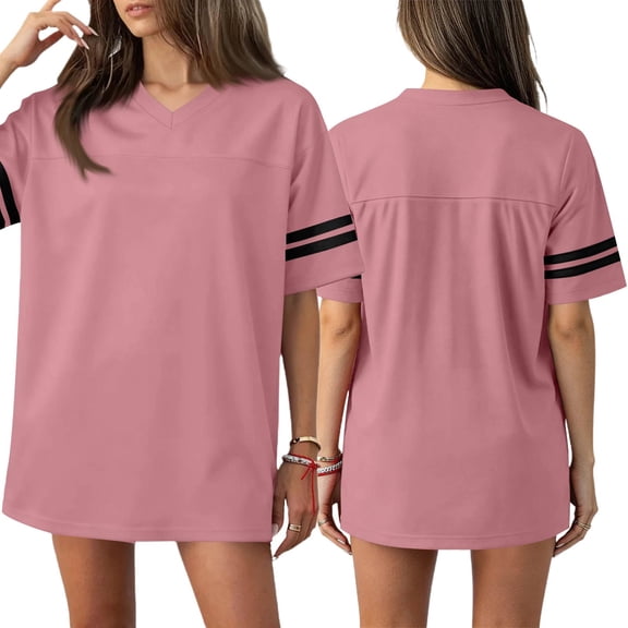 Sport Football Jerseys for Unisex Plain Fitness Shirts Men Women Blank Casual Athletic T-Shirts Workout V Neck Classic Tops Pink 2XL