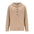 thumbnail image 5 of Craaazy Oversized Sweatshirts for Women Solid Color Hooded Button Long Sleeve Tops Gifts, 5 of 7