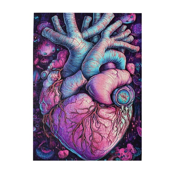 500 pcs 500 Piece Wooden Puzzles Unique Heart,Creative Activity Hobbies for Adults,Vibrant Design,Modern Art Heart Puzzle,Great for Relaxation & Display for Puzzle Lovers,Challenging Brain Exercise
