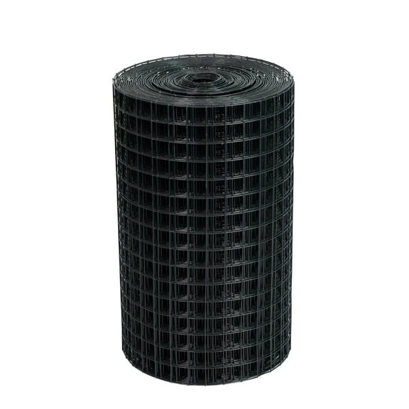 Trident Fence 2' x 100' 14ga. Welded Wire Fence Roll Black PVC Coated - 1.5" x 1.5" Mesh