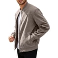 thumbnail image 3 of UDAUDU Men's Faux Suede Bomber Jacket Full Zip Stand Collar Lightweight Casual Baseball Jacket for Men M, 3 of 9