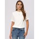 thumbnail image 4 of Top con volantes Allegra K para mujer cuello alto manga corta blusas casuales de negocios blanco L, 4 of 6