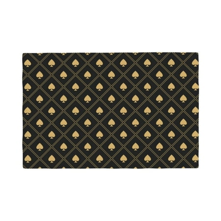 

Placemats Set of 4 black golden spades checkered Heat Resistant Non - Slip Place mats Waterproof table mat for Kitchen Dining-4片装