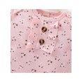 thumbnail image 5 of Newborn Girl Romper Outfits Long Sleeve Floral Printed Ruffles Decor O-Neck Overalls + Bow-Knot Headband Set, 5 of 9