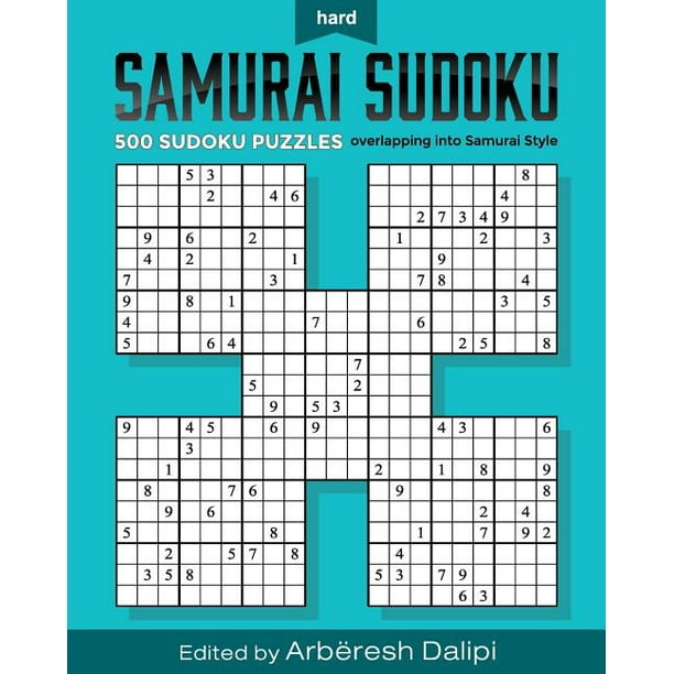 samurai sudoku puzzle book 500 hard puzzles overlapping into 100 samurai style paperback walmart com