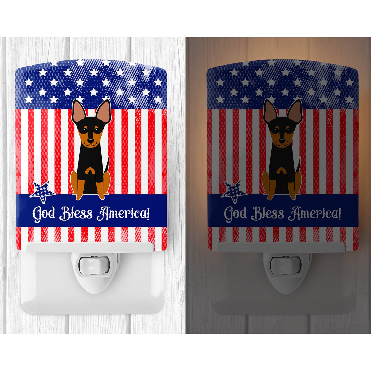 thumbnail image 2 of Patriotic USA English Toy Terrier Ceramic Night Light, 2 of 2
