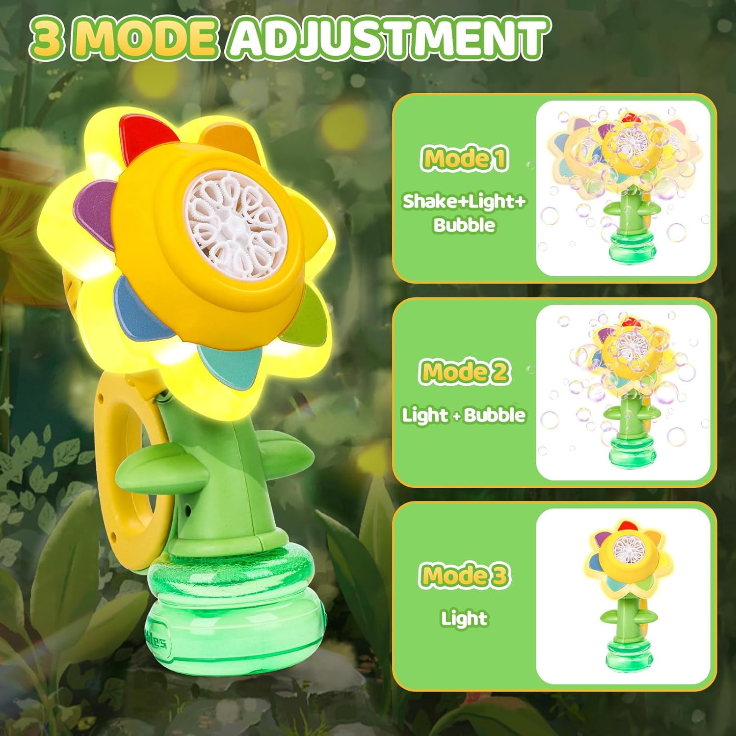 HYPERLIVING Jovicos Bubble Machine for Kids, Rechargeable Dancing Sunflower Bubble Maker, Light Up Automatic Bubble Blower Toys for Baby Childrens Girls Gift, Bubble Blaster Party Favors