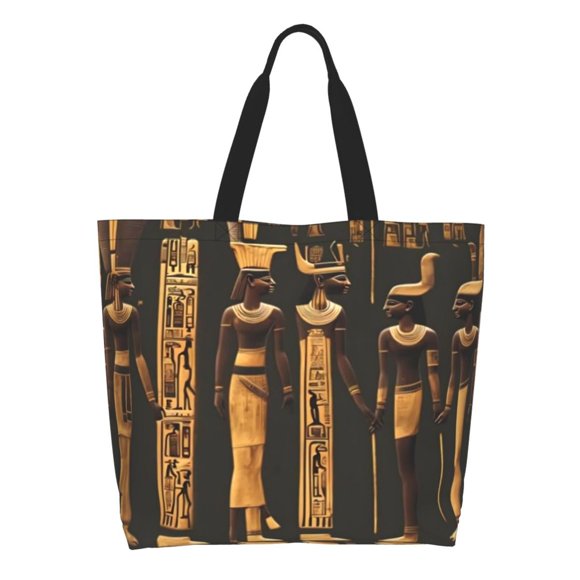 Gaeub Ancient Egyptian Hieroglyph Tote Bags for Women,Large Capacity Bag Reusable Grocery Shoulder Bag with Inner Pockets