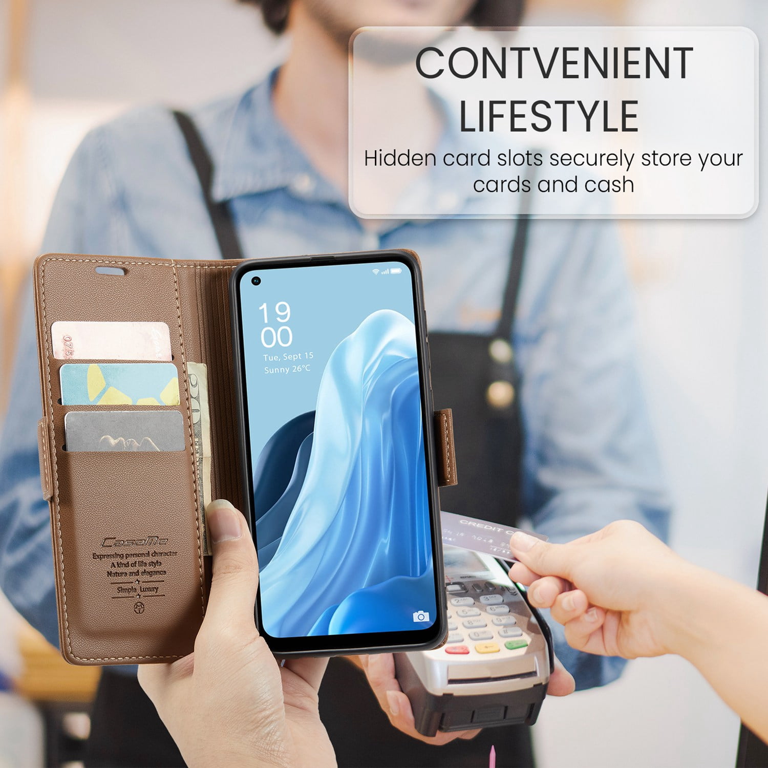 ETFAST Leather Phone Case Wallet With Card Holder Zipper For OPPO Reno 8 4G High Quality Leather Phone Case