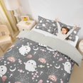 thumbnail image 3 of Homewish Neutral Cute Halloween Ghost Bedding,Spider Web Heart Candy Print Duvet Cover Full,Light Gray,Light Gray Reversible,3 Pieces,1 Duvet Cover and 2 Pillowcases, 3 of 6