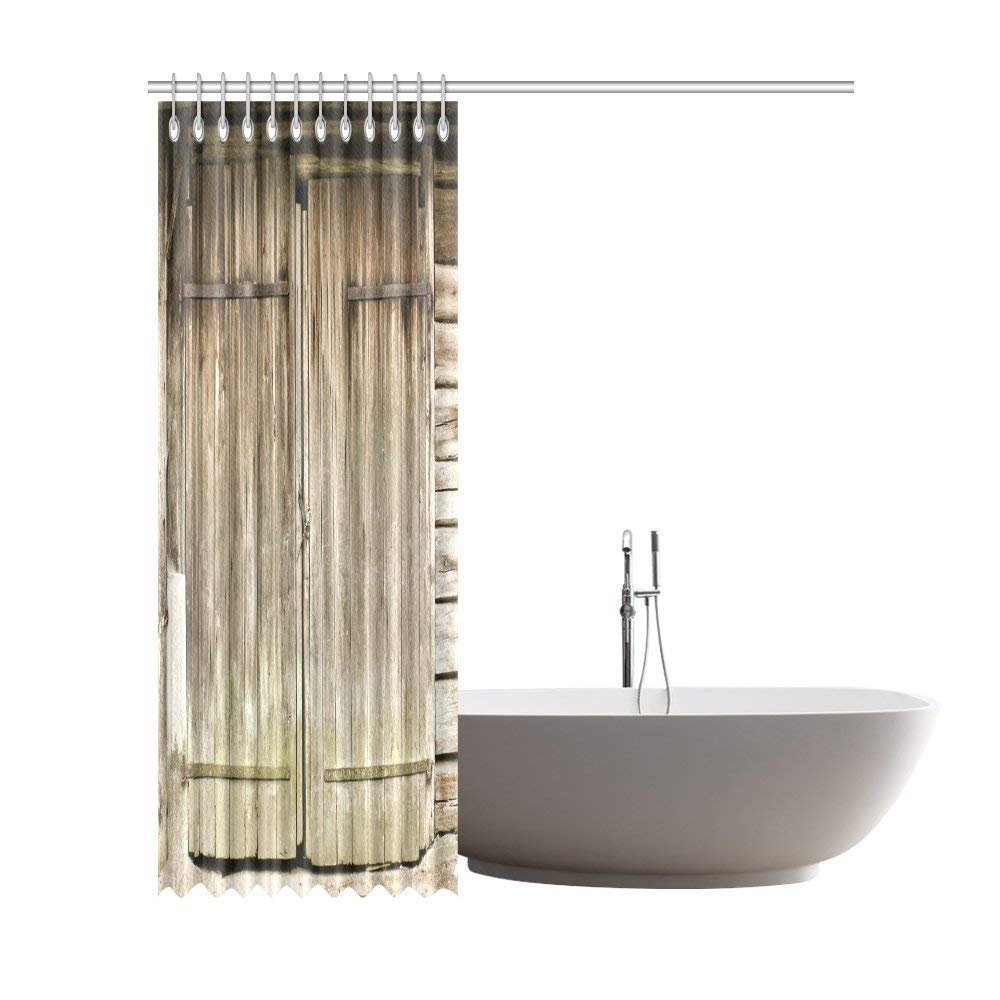 Gckg Rustic Door Decor Shower Curtain Vintage Dilapidated Brown Gckg Rustic Door Decor Shower Curtain Vintage Dilapidated Brown Wooden Barn Fabric Bathroom Set With Hooks 66x72 Inches Extralong