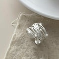 thumbnail image 4 of Multi-Line Wrap Ring, 925 Sterling Silver Plated Stacking Ring, Adjustable Open Stackable Boho Ring, Geometric Statement Ring for Women, Minimalist Jewelry Gift, 4 of 7
