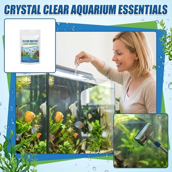 100g Aquarium Algae Remover & Water Purifier Powder Stops Green Water, Clears Cloudy Tanks, Safe for Fish Shrimp Plants