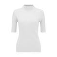 thumbnail image 4 of Women's Short Sleeve Mock Neck Sweater Top Turtleneck Dressy Pullover Knit Shirt White XXL, 4 of 9