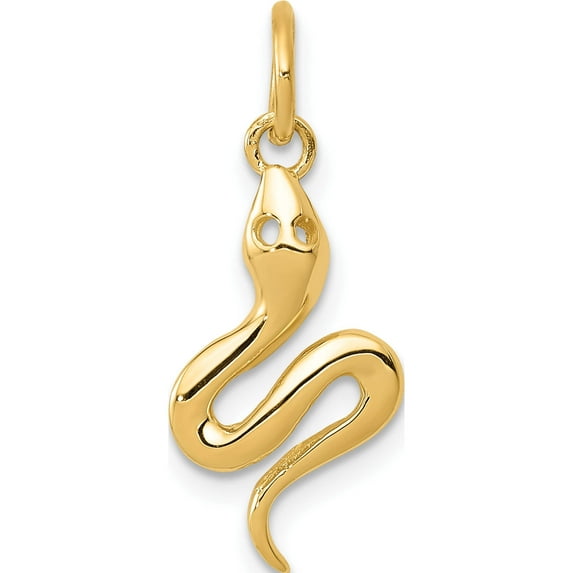 14K Yellow Gold Solid Polished Snake Charm (21 X 9) Made In United States k1009