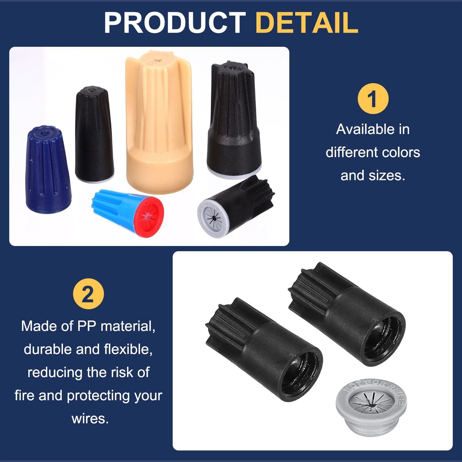 Uxcell 100Pcs Waterproof Wire Connector, Cable Terminal Connectors 22-12AWG Twist Nut Caps