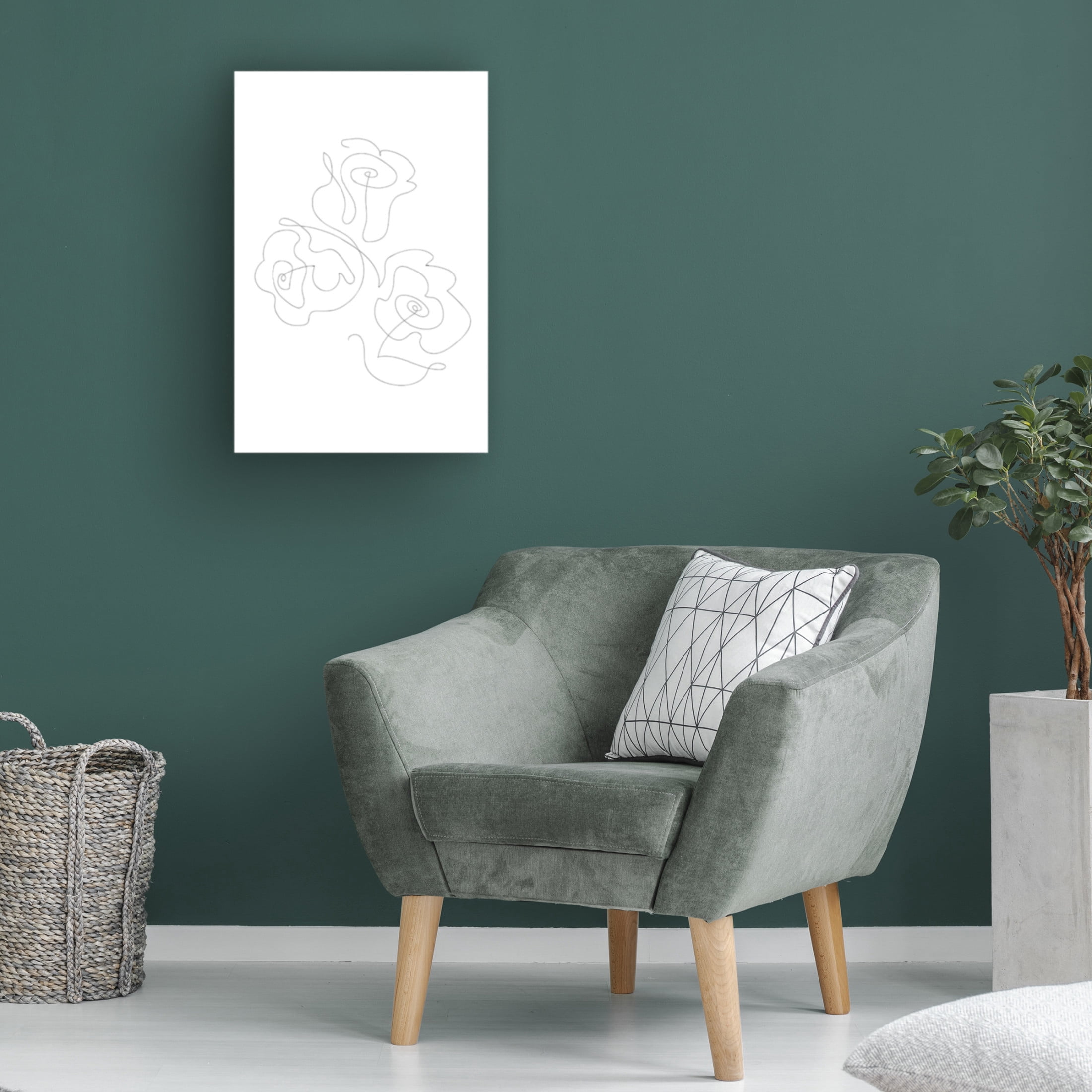 Canvas Wall Art - Pictufy Studio Ii 'Three Roses 02' Wall Art for Living Room, Bedroom, or Office Décor by Trademark Fine Art - 30 x 47 Inches