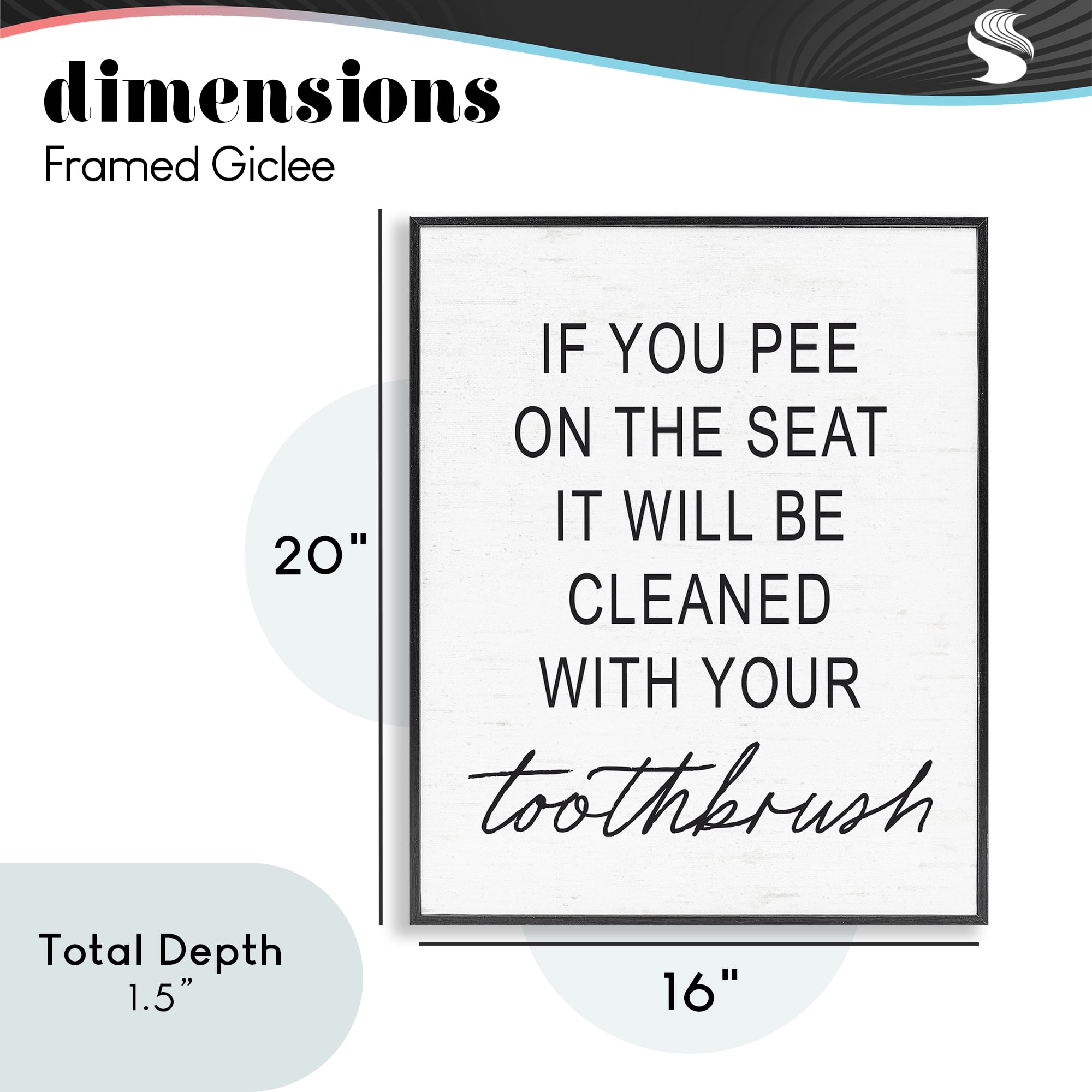 Sassy Clean With Toothbrush Warning Black Framed Giclee Art, design by Lettered and Lined