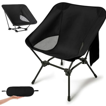 Lightweight Camping Chair, 2-Way Backpacking Chair with Adjustable Height, Portable Folding Camp Chairs Compact Design for Outdoor, Beach, Hiking, Picnic, Black