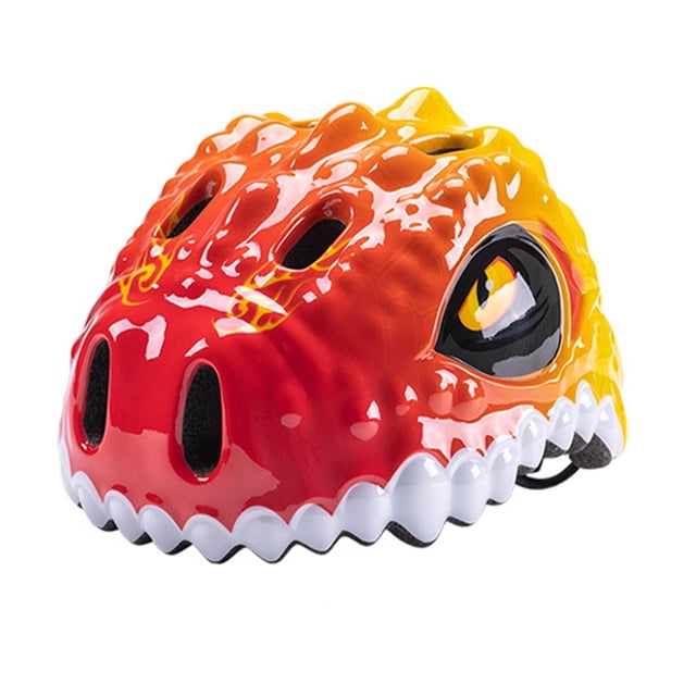 Graflsoa Adjustable Dinosaur Design Kids Bike Helmet for Cycling, Skating, and Scooters - Red & Yellow Gradient, Lightweight & Breathable