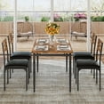 thumbnail image 4 of 5 Piece Industrial Farmhouse Dining Set for 4, Space Saving Rectangular Table Chairs with Sturdy Metal Frame, Scratch Resistant, Perfect for Apartments, 4 of 11